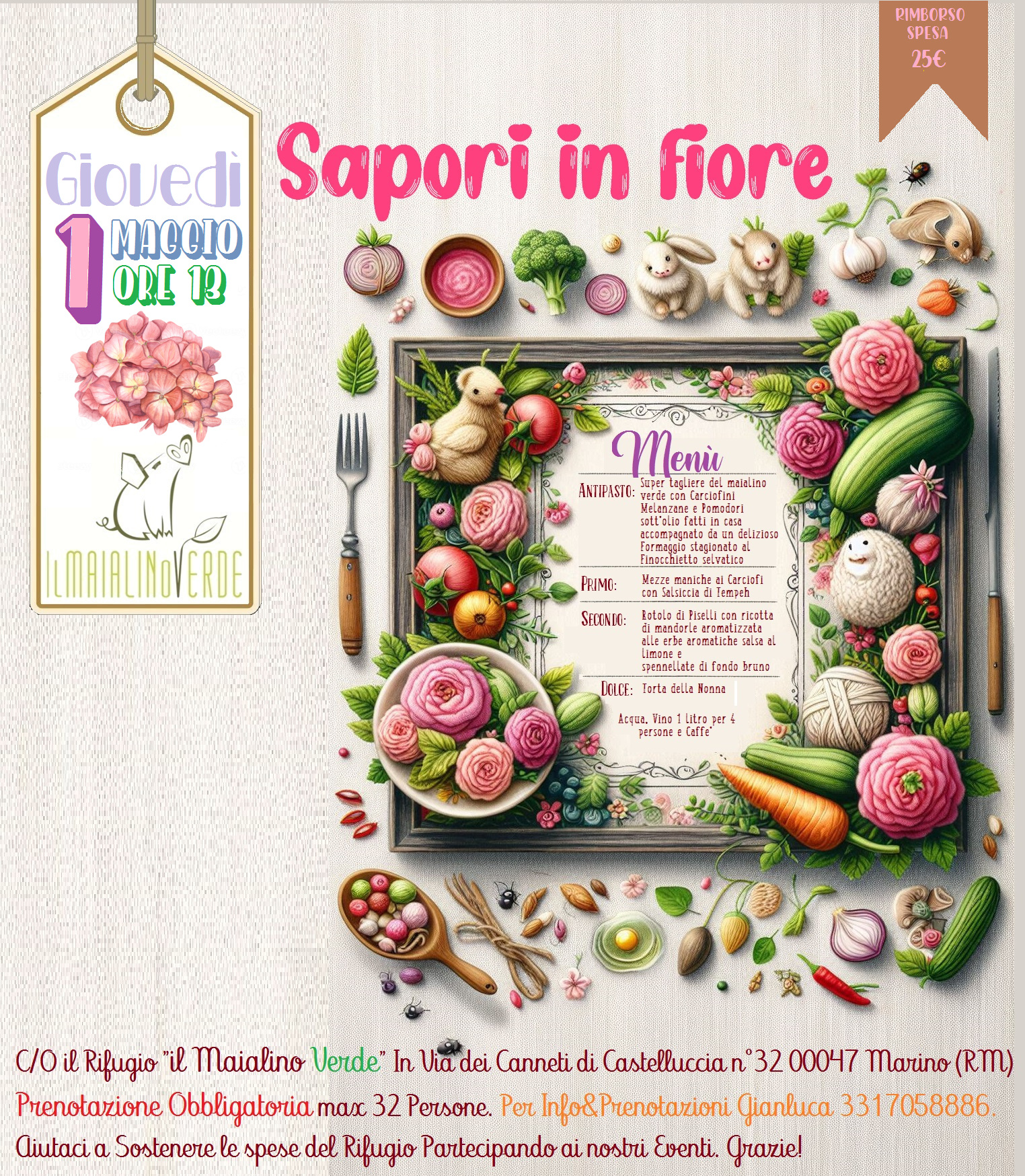 Delizioso Pranzo Vegan “Sapori in Fiore” al Rifugio Il Maialino Verde