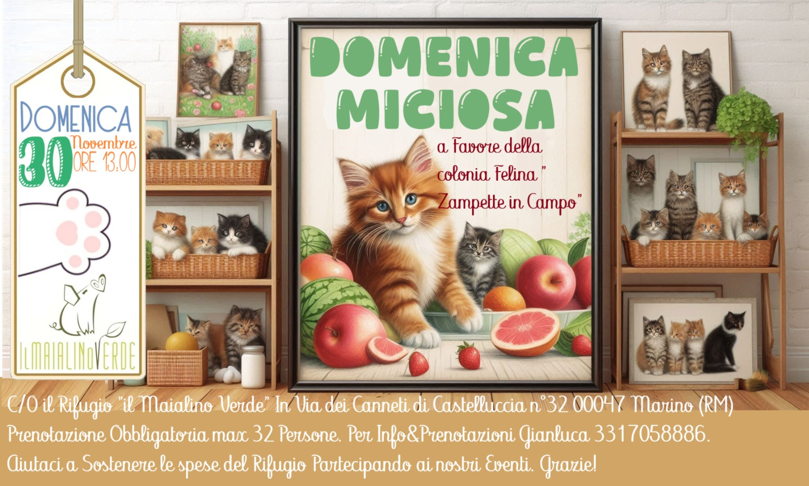 Domenica Miciosa: Pranzo Vegan Solidale a Sostegno della Colonia Felina Zampette in Campo